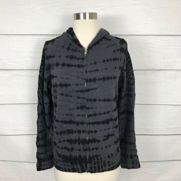 Monrow Tops - Monrow Women's Small S Full Zip Hoodie Sweatshirt Gray Black Tie Dye Casual